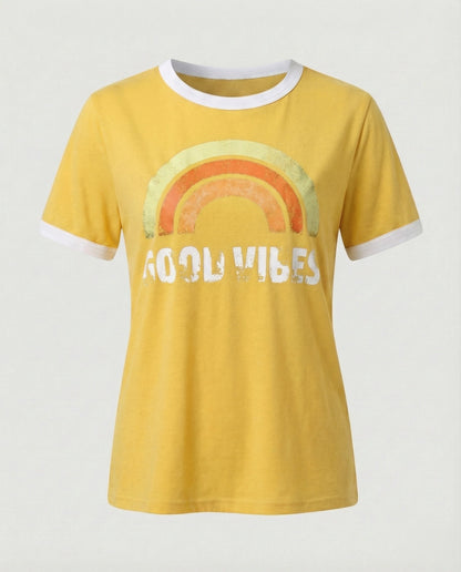 Eveloria Damen Good Vibes T-Shirt Positivität