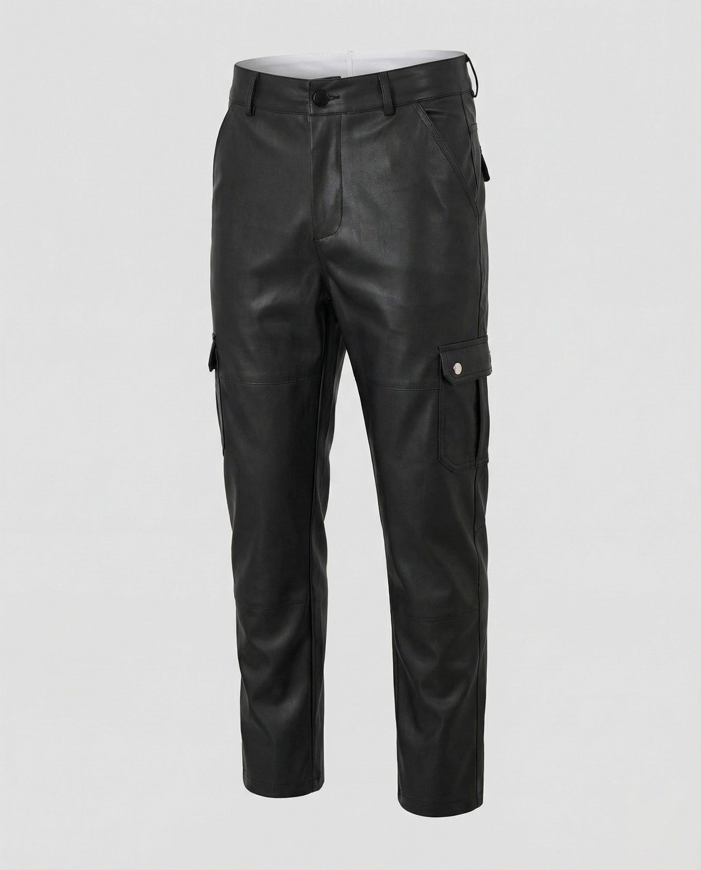 Herren Kunstleder Cargo-Hose