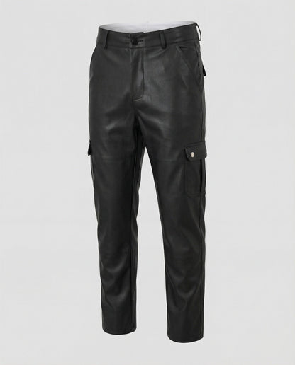 Herren Kunstleder Cargo-Hose