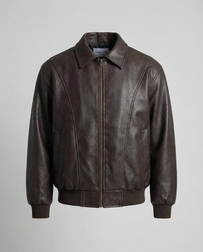 Herren Lederbomberjacke Schwarz - Eveloria