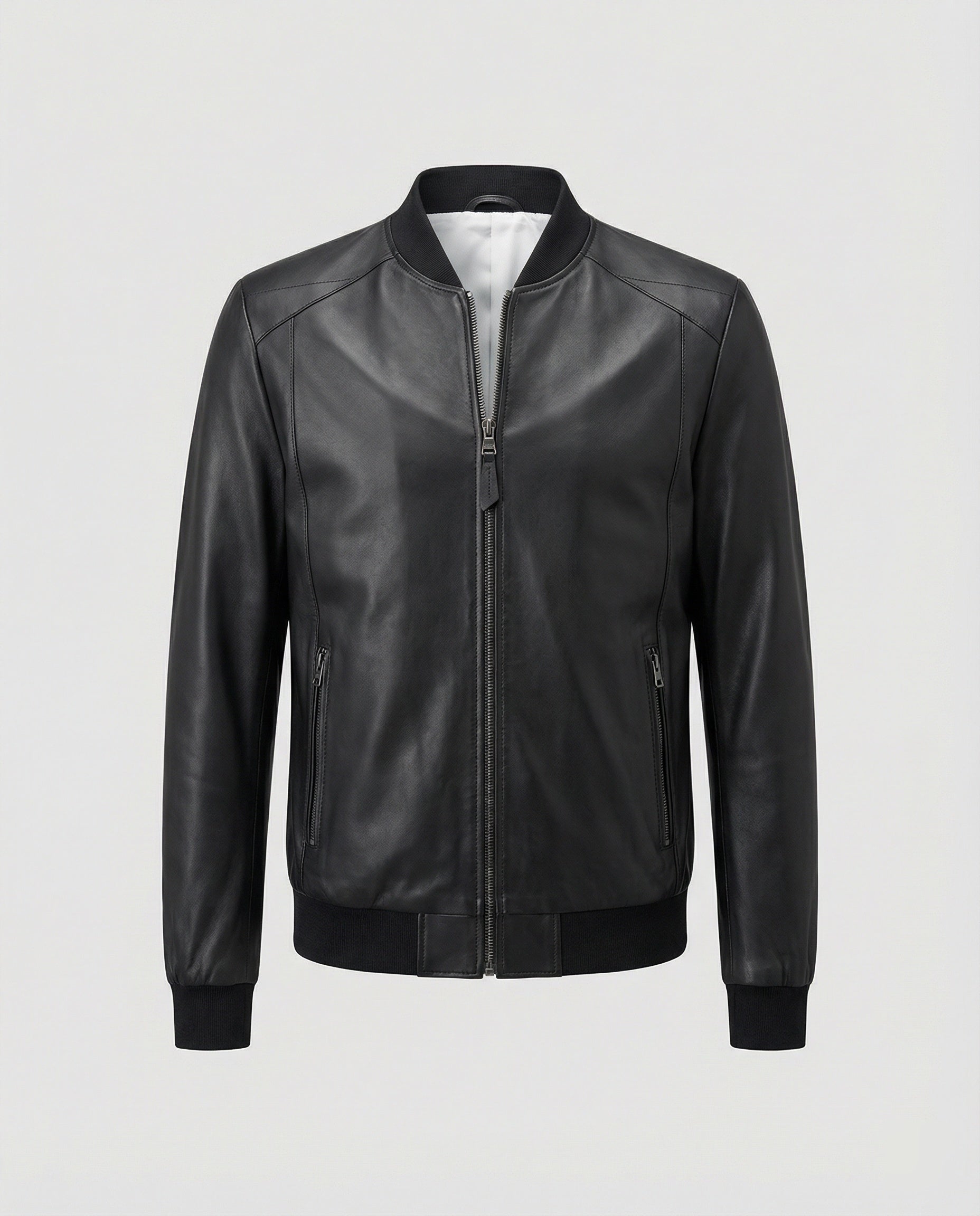 Herren Leder-Bomberjacke Schwarz - Eveloria