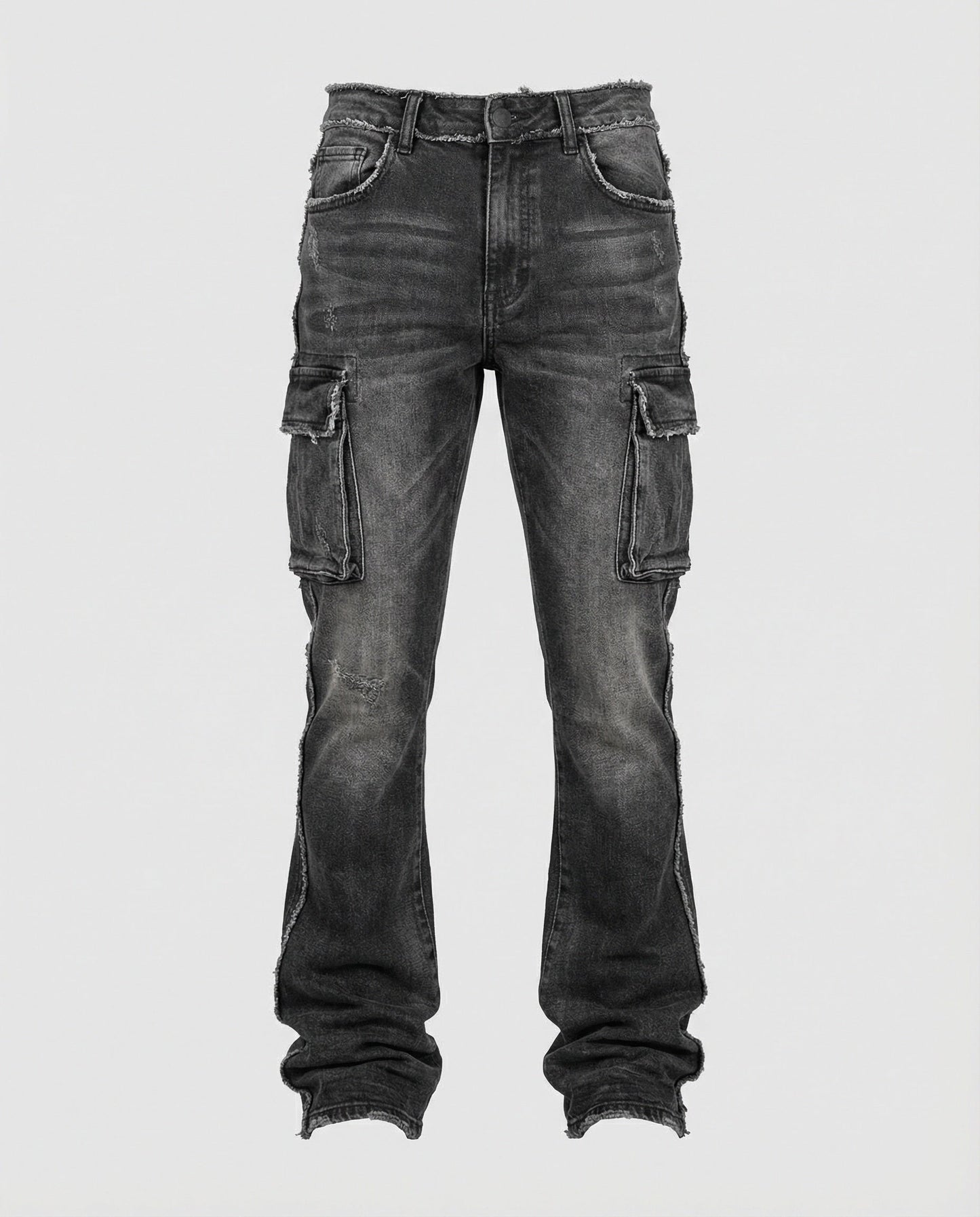 Herren Slim Fit Jeans Cargotaschen Darkblue