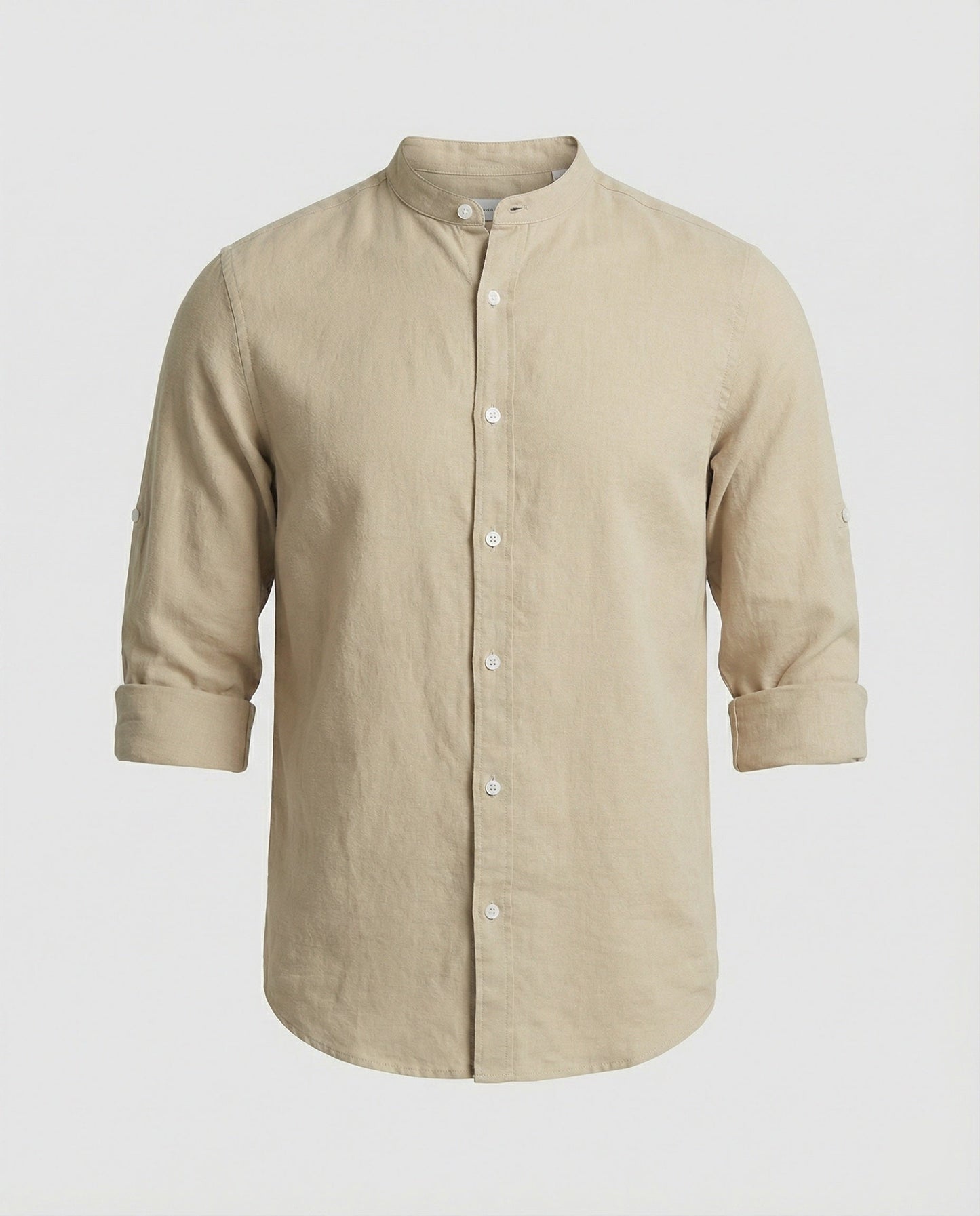 Herren Stehkragenhemd Regular Fit Weiß