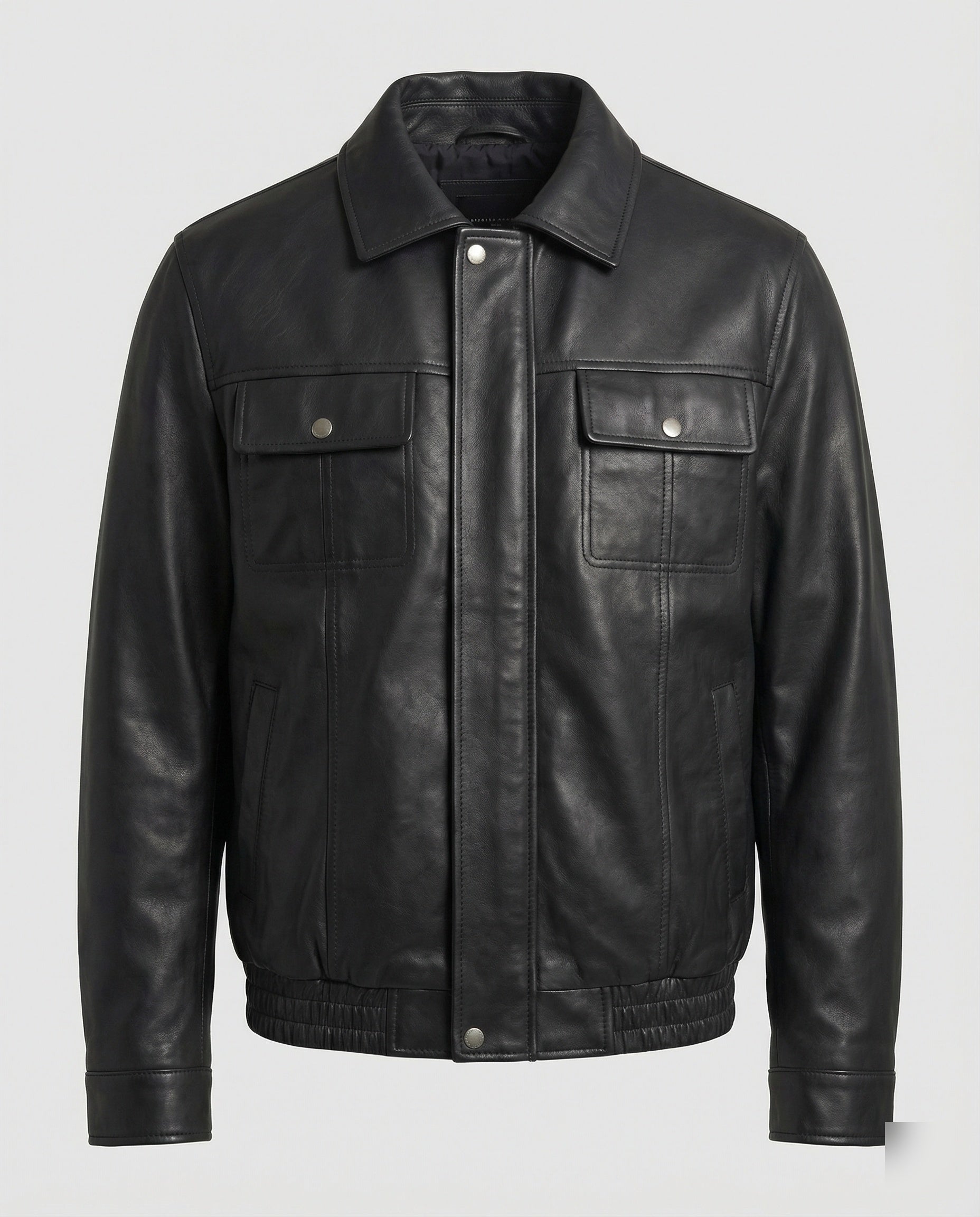 Herren Kunstlederjacke Schwarz - Eveloria