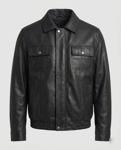 Herren Kunstlederjacke Schwarz - Eveloria