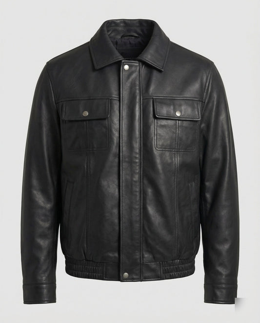 Herren Kunstlederjacke Schwarz - Eveloria