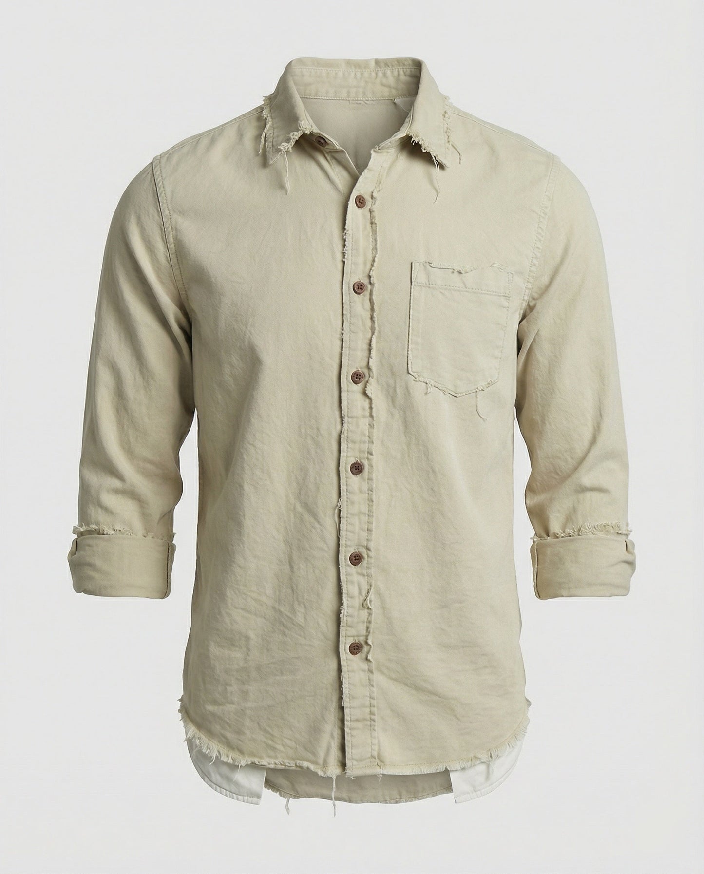 Herren Lässiges Hemd Asymmetrischer Saum Blau