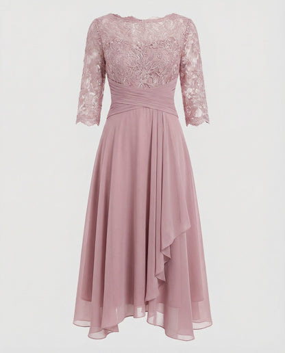 Damen Midi Abendkleid 3/4 Ärmel