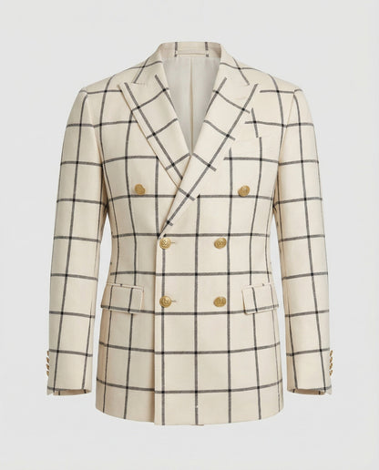 Herren Blazer Doppelter Knopfleiste Karo