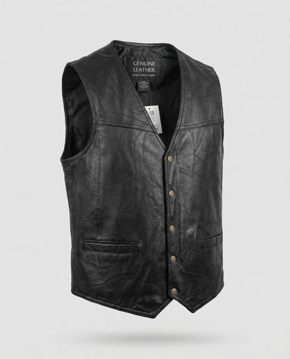 Herren Lederweste Biker Style Leder