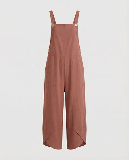 Eveloria Damen Sommer-Latzhose Leicht Baumwolle Beige