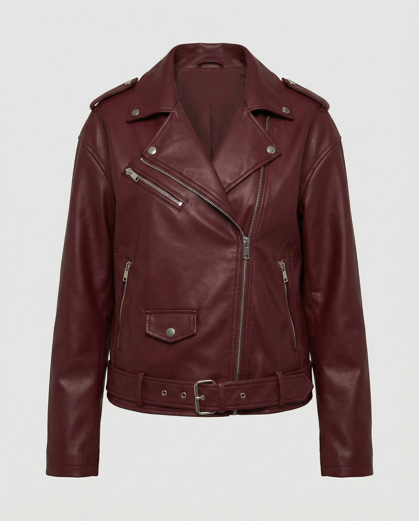 Damen Lederjacke Bikerstyle Reißverschluss