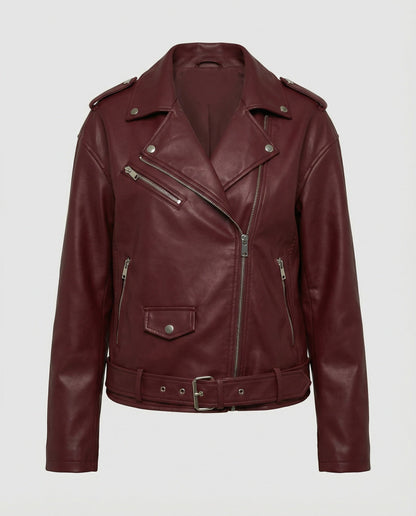 Damen Lederjacke Bikerstyle Reißverschluss