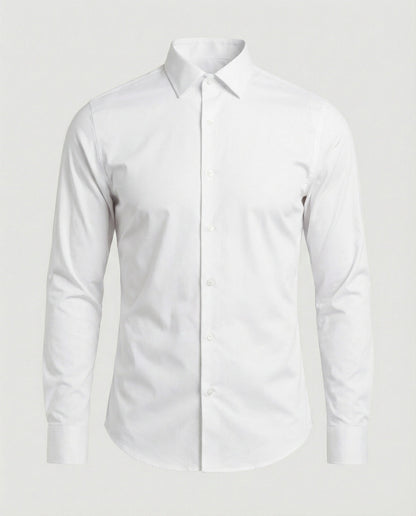 Herren Business Hemd Elastisch Stretch Baumwolle Weiß