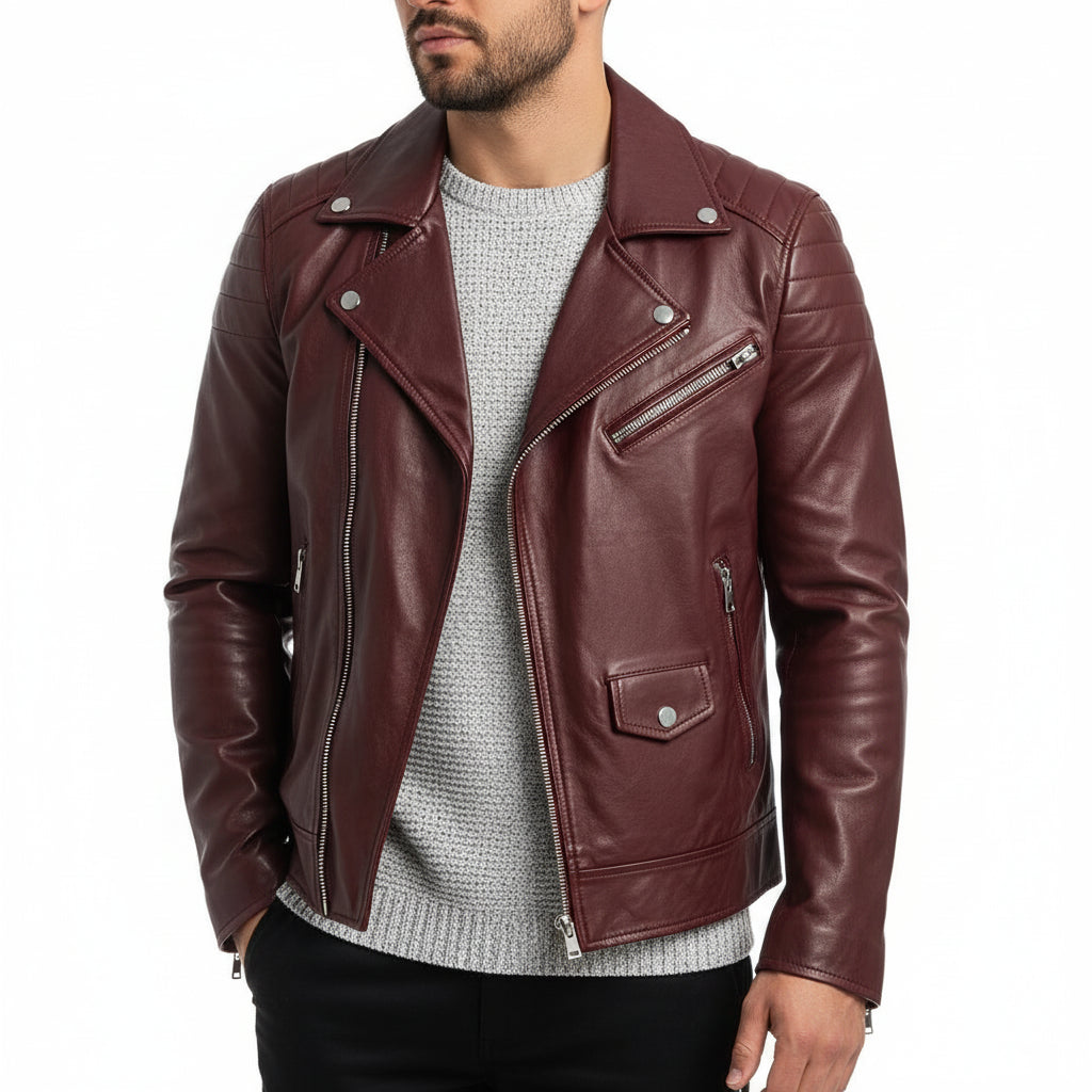 Herren Lederjacke Winter Zip-Up