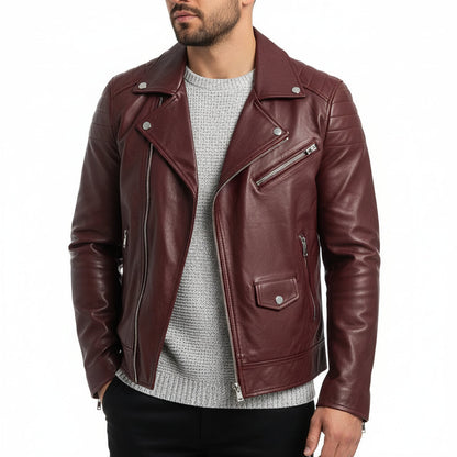 Herren Lederjacke Winter Zip-Up
