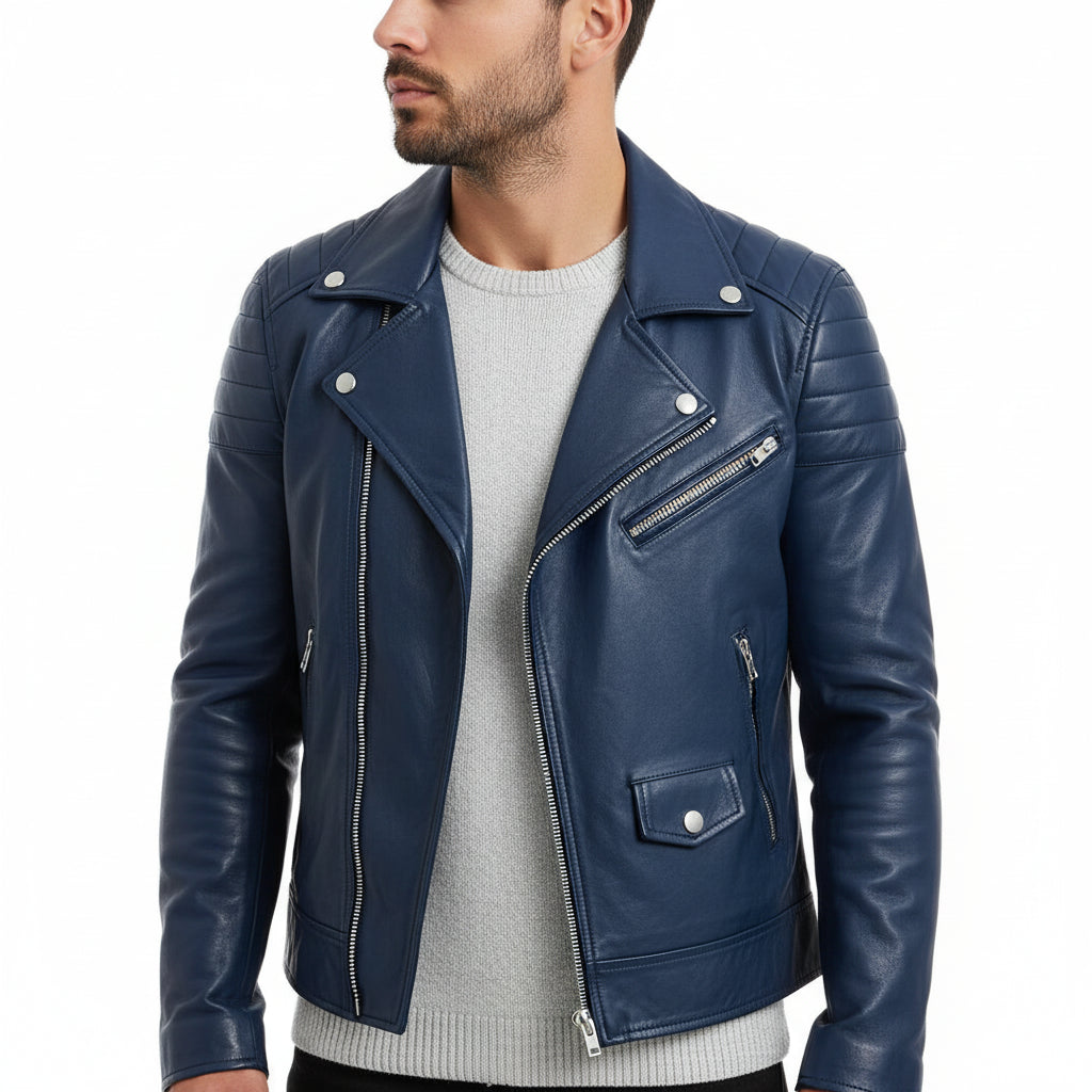 Herren Lederjacke Winter Zip-Up
