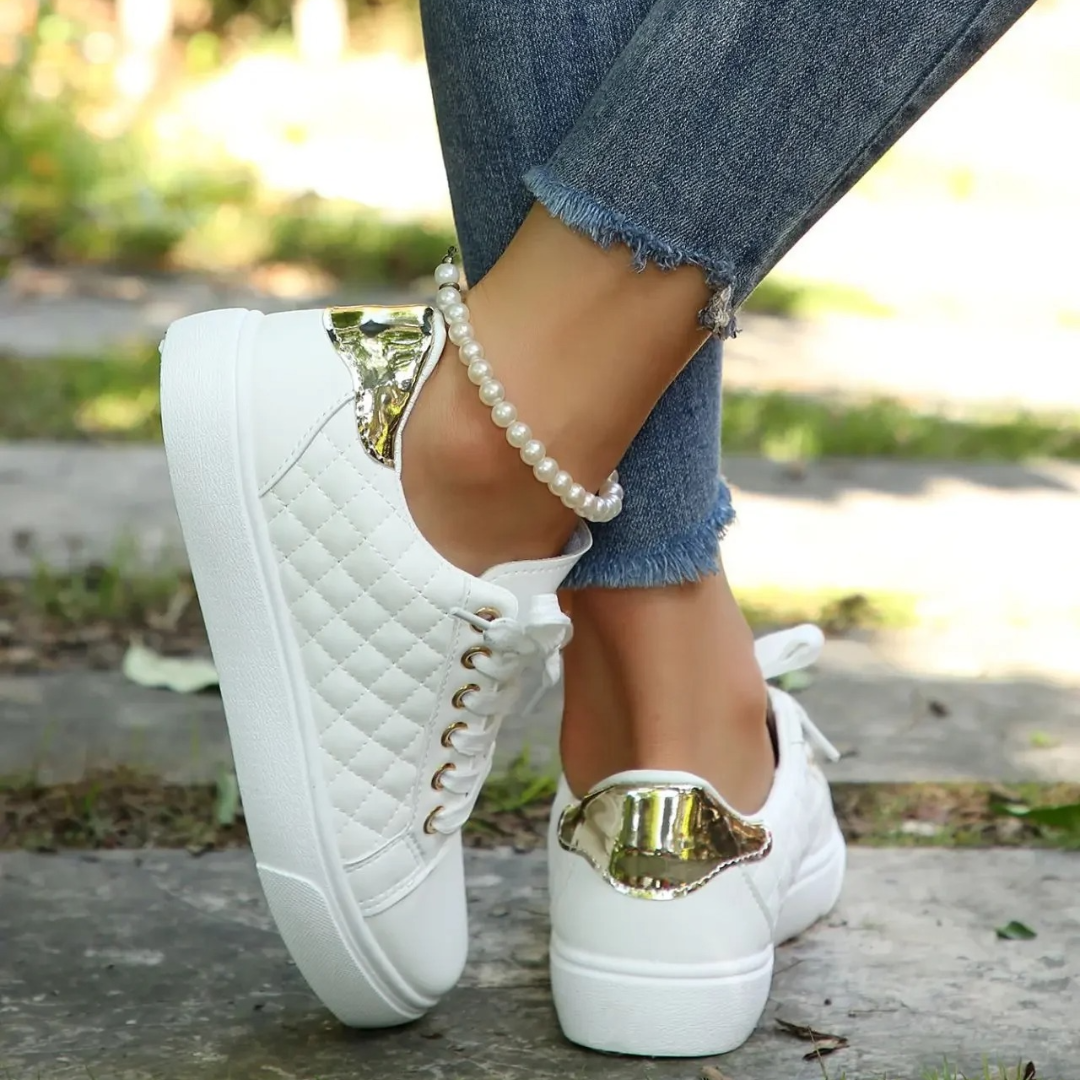 Damen Sneaker Steppung Schnürung