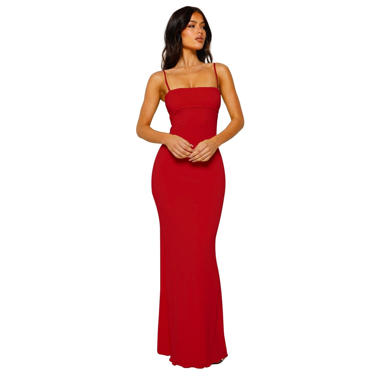 Damen Maxi Abendkleid Quadratischer Hals