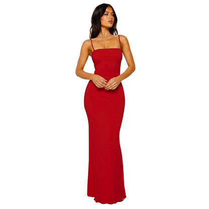 Damen Maxi Abendkleid Quadratischer Hals