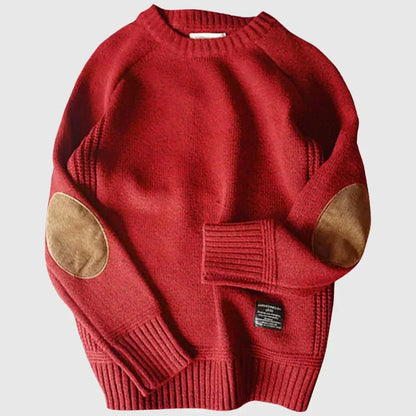 Herren Klassischer Strickpullover Ellbogenpatches Winter