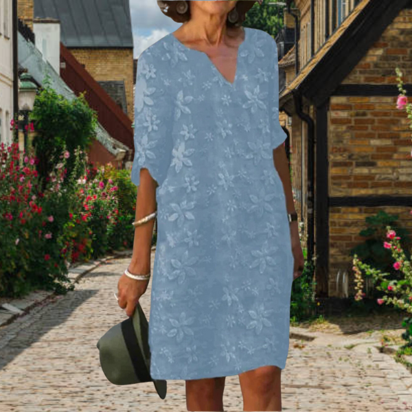 Damen Sommerkleid Blumenmuster V-Ausschnitt