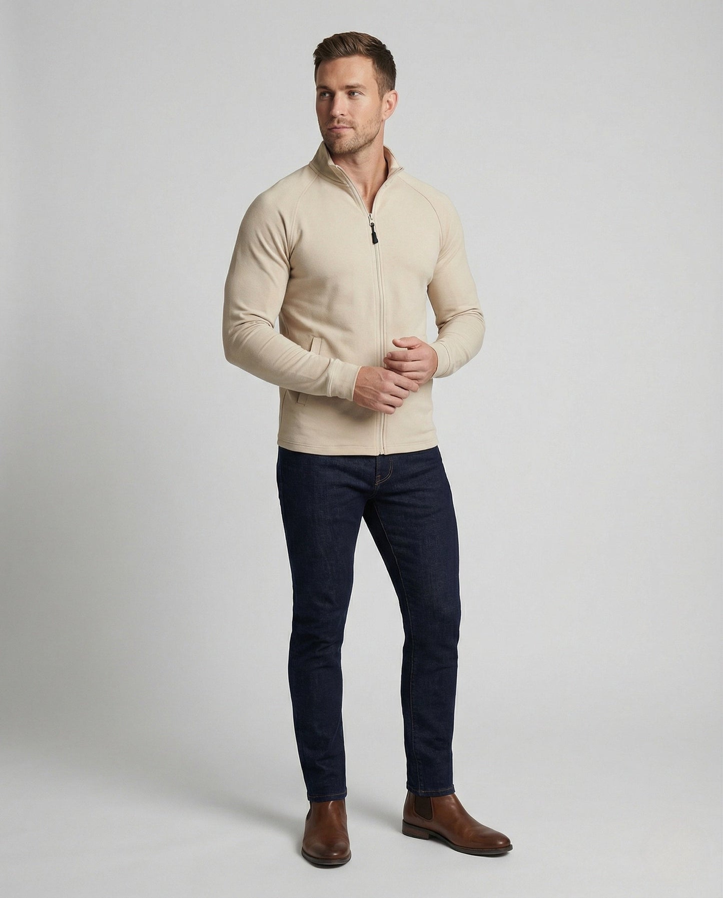 Herren Slim Strickfleece Zipjacke - Eveloria