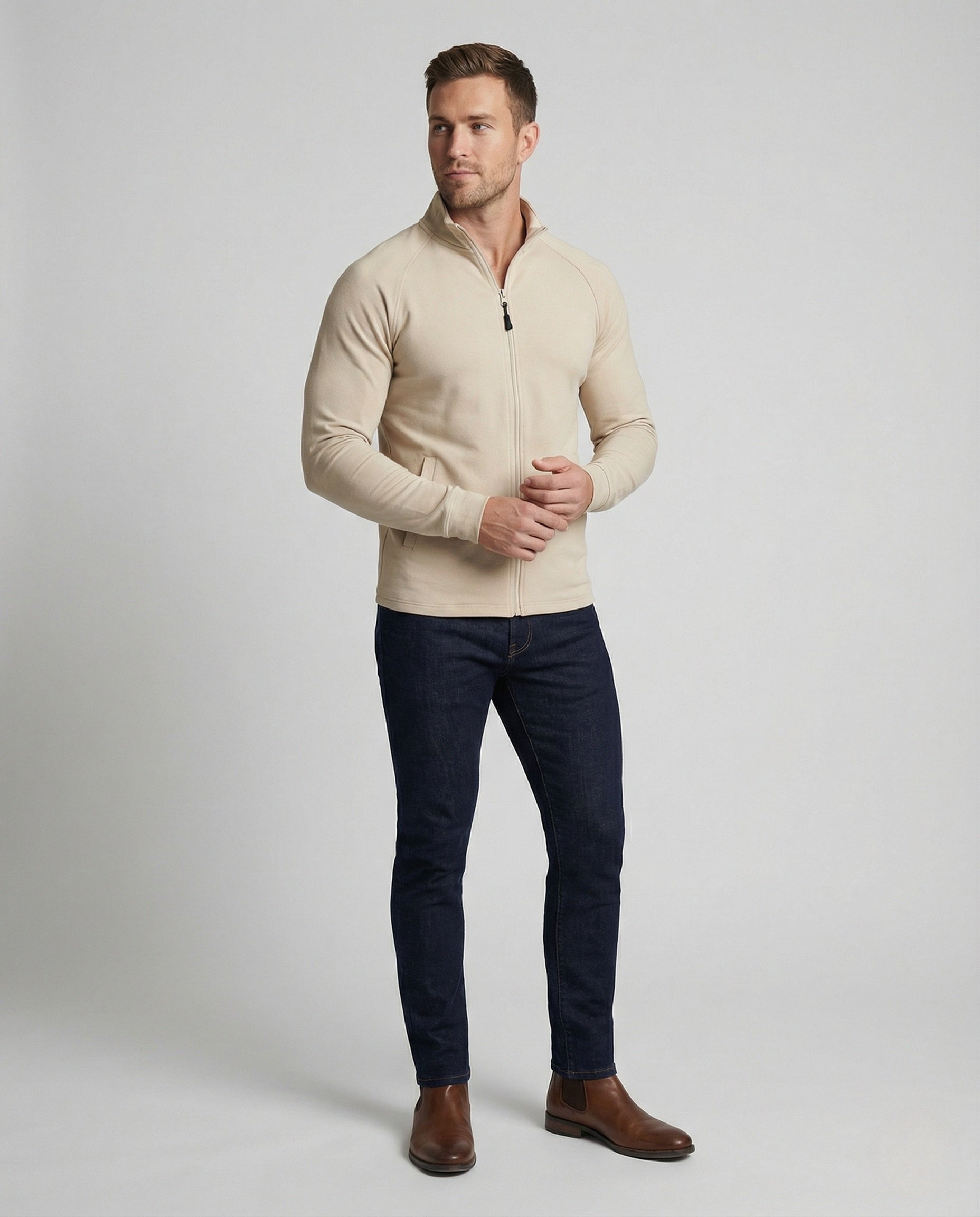 Herren Slim Strickfleece Zipjacke - Eveloria