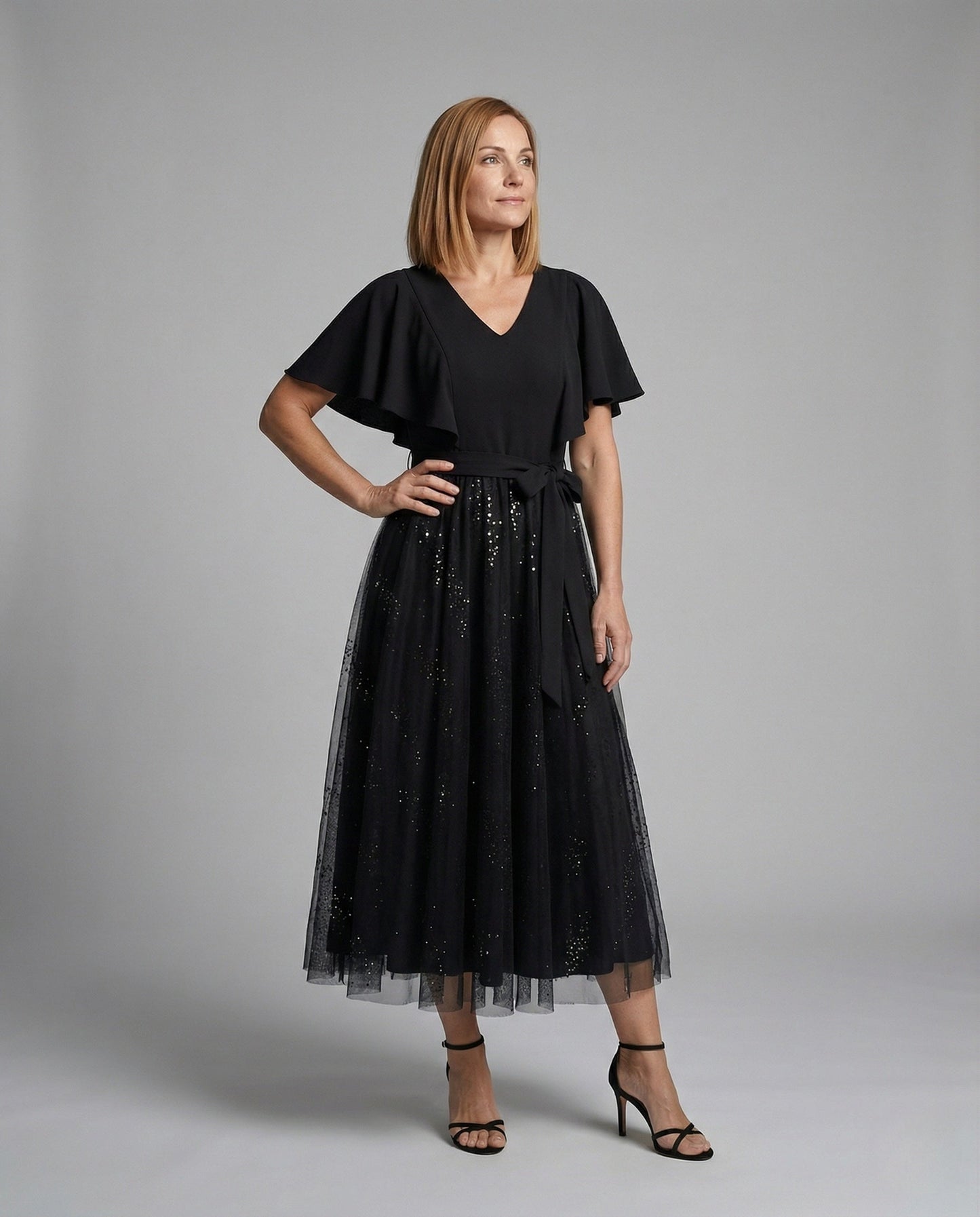 Damen Abendkleid Tüll V-Ausschnitt - Eveloria