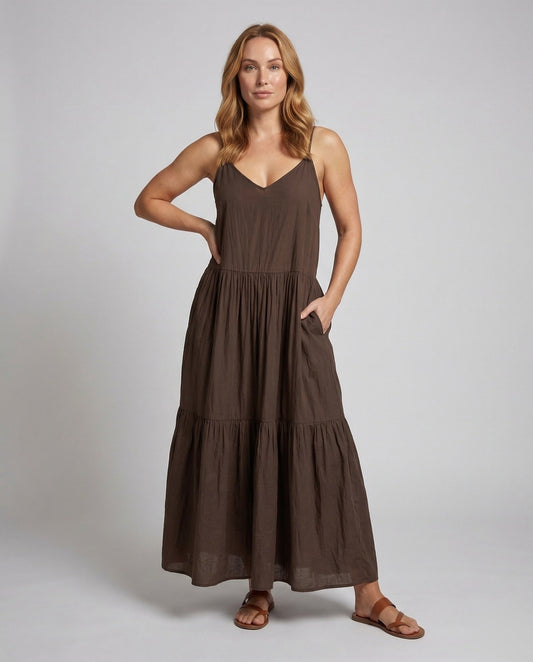 Damen Stufenkleid Spaghettiträger - Eveloria