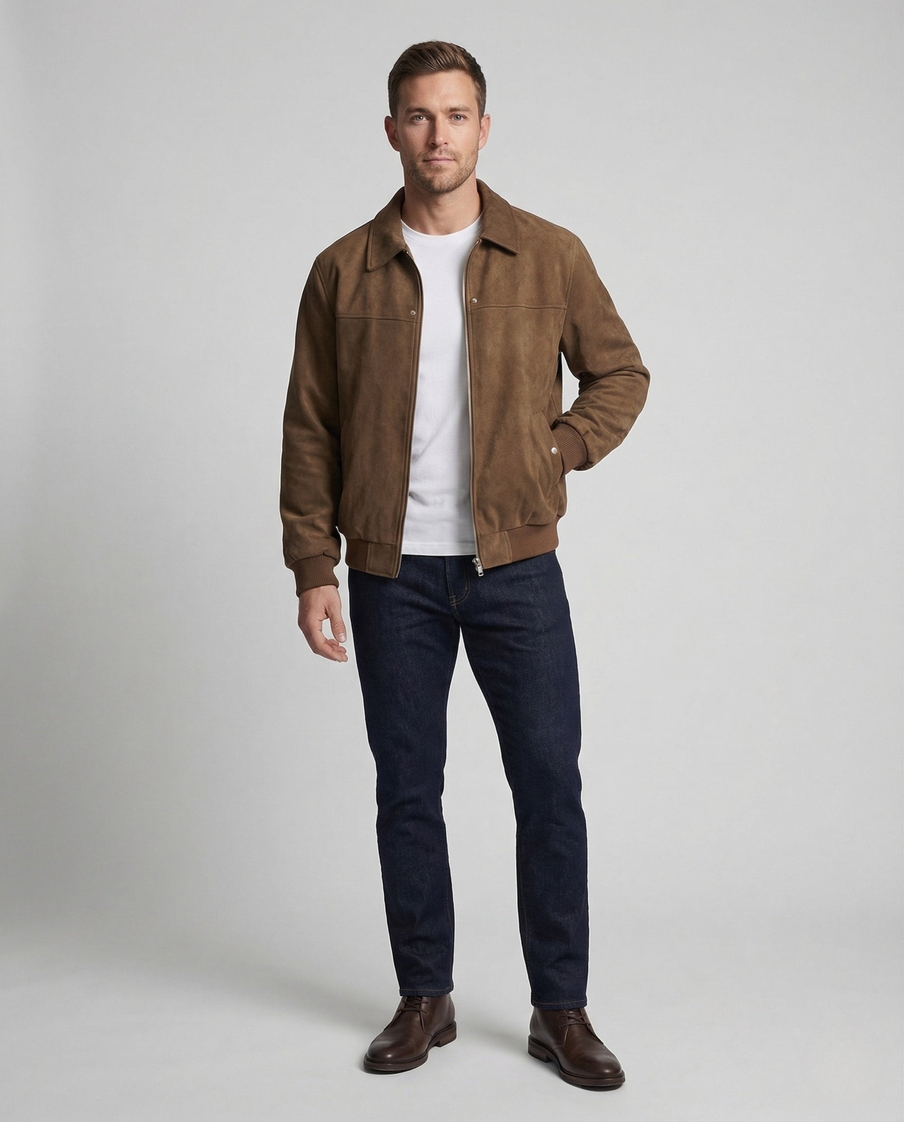 Herren Lederblouson Wildleder Weit - Eveloria