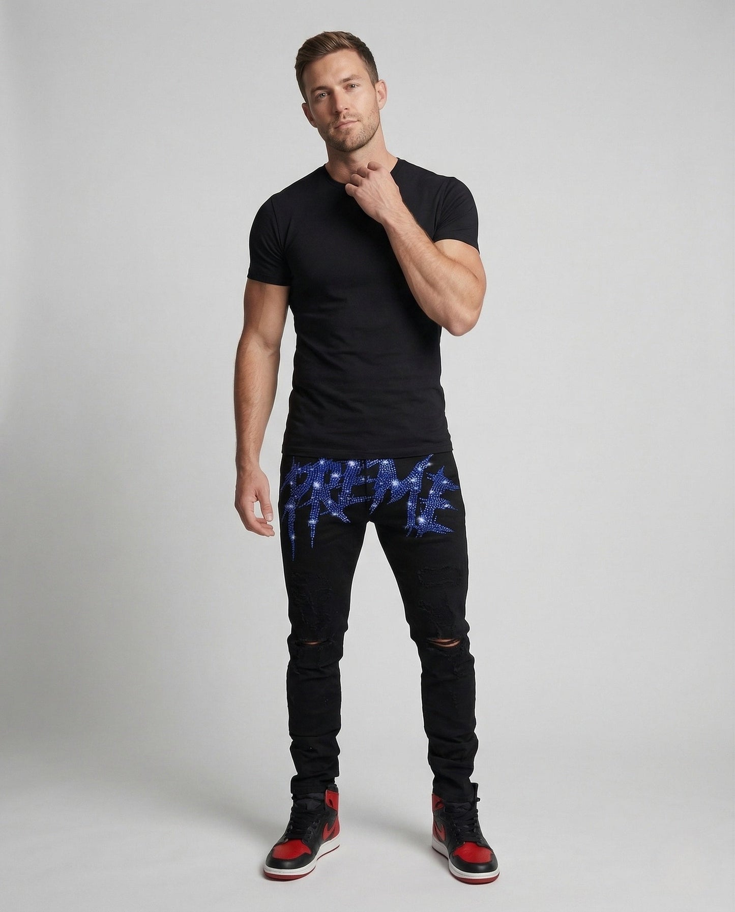 Herren Röhrenjeans Rissig Destroyed - Eveloria