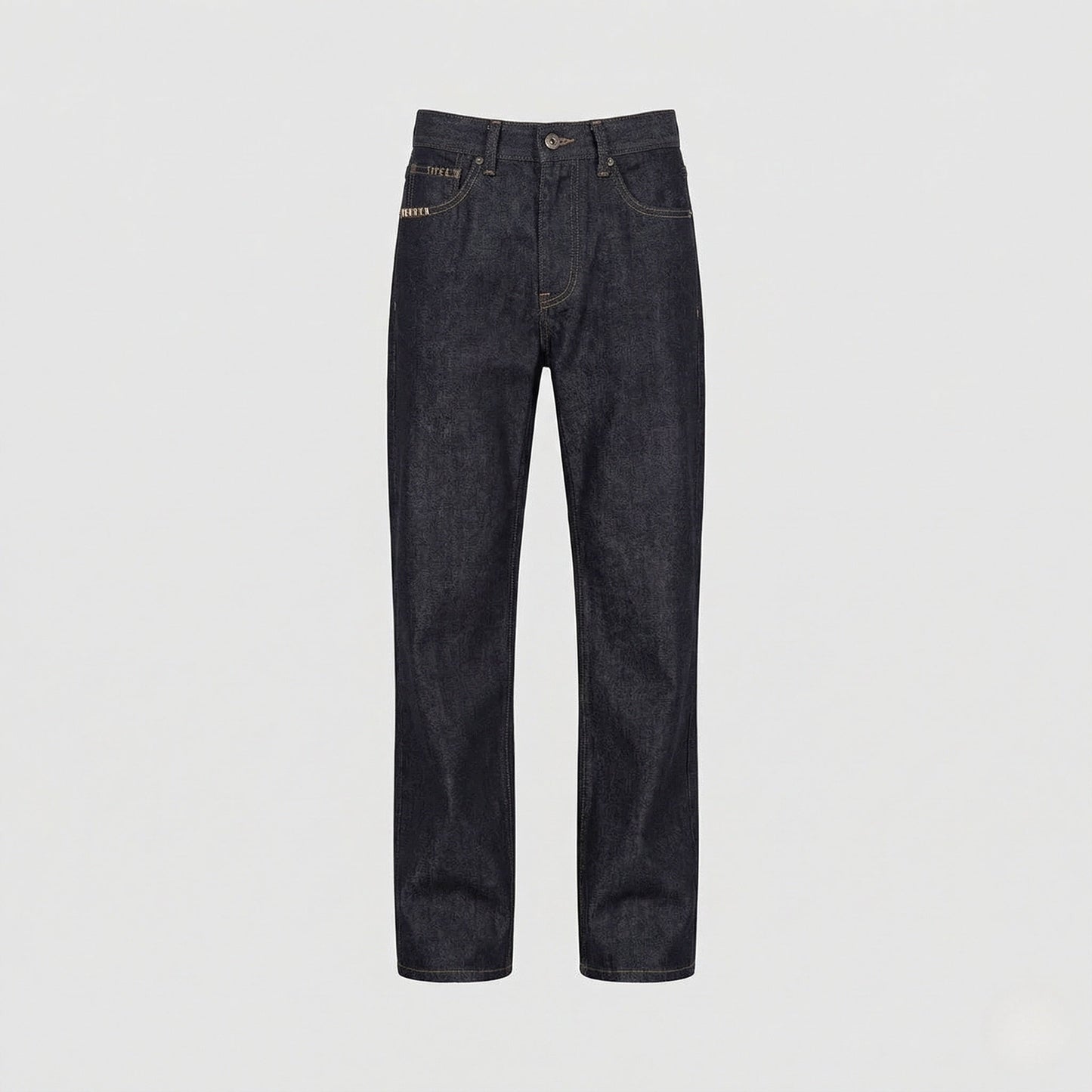 Herren High Waist Jeans Raw Denim Relaxed Fit - Eveloria