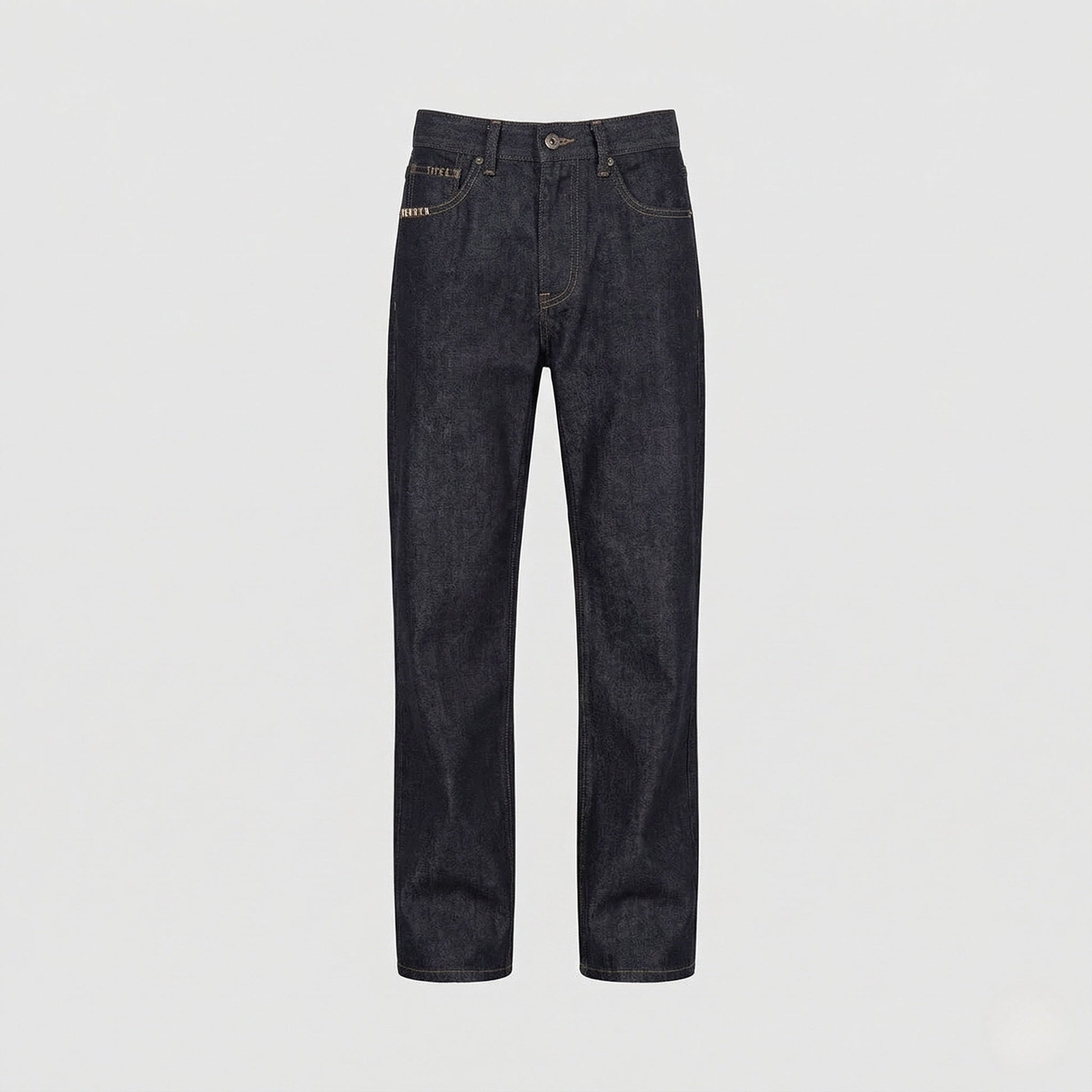 Herren High Waist Jeans Raw Denim Relaxed Fit - Eveloria