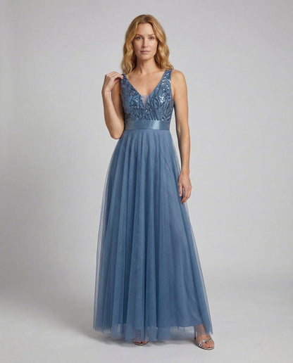 Damen Ballkleid mit Tüllrock und besticktem Bustier - Eveloria