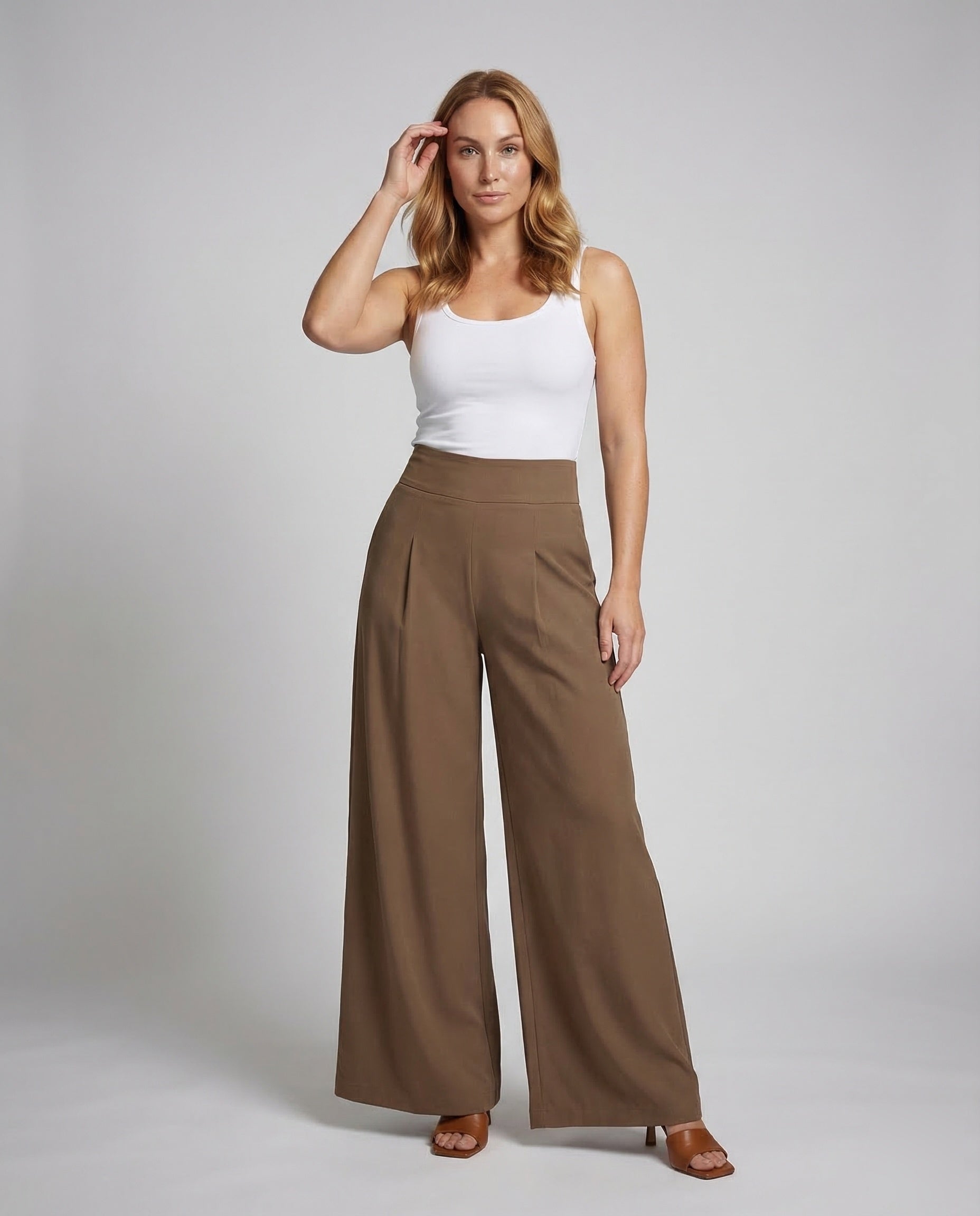 Damen High Waist Palazzo Hose Extraweit Schwarz - Eveloria