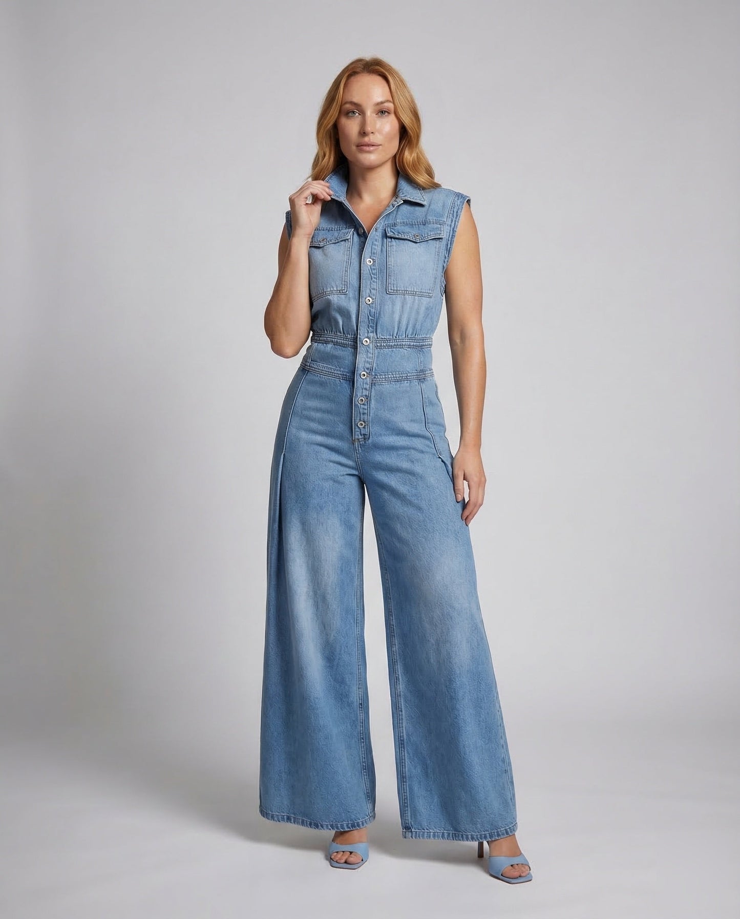 Damen Jeans-Jumpsuit Weites Bein - Eveloria