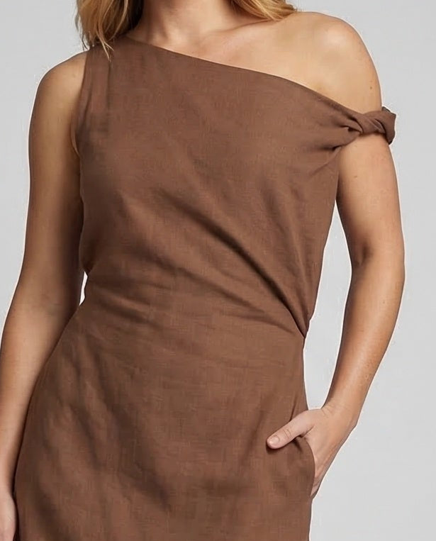 Damen Maxikleid Schulterfrei mit Drapierung