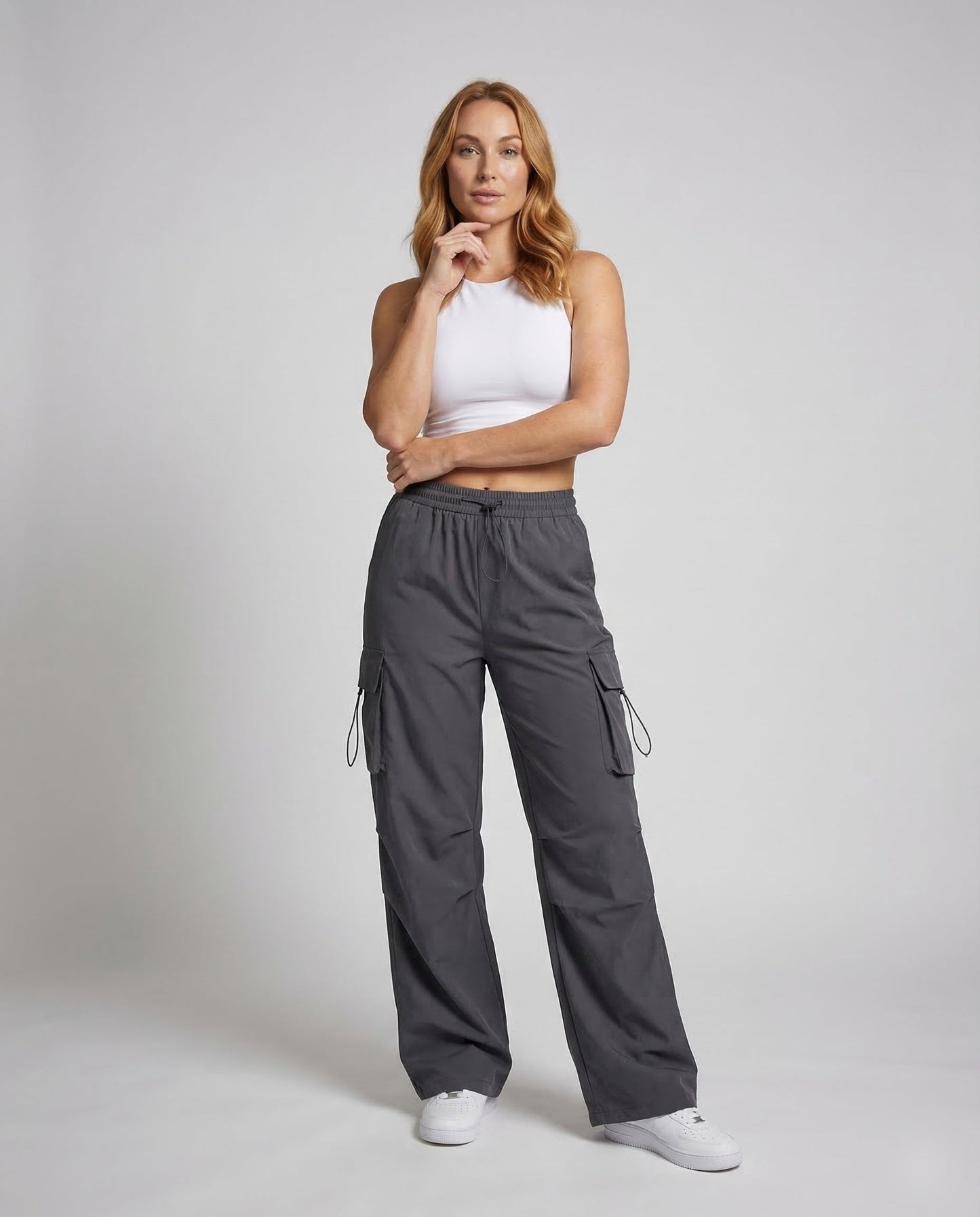 Damen Nylon Cargohose Weitbein - Eveloria