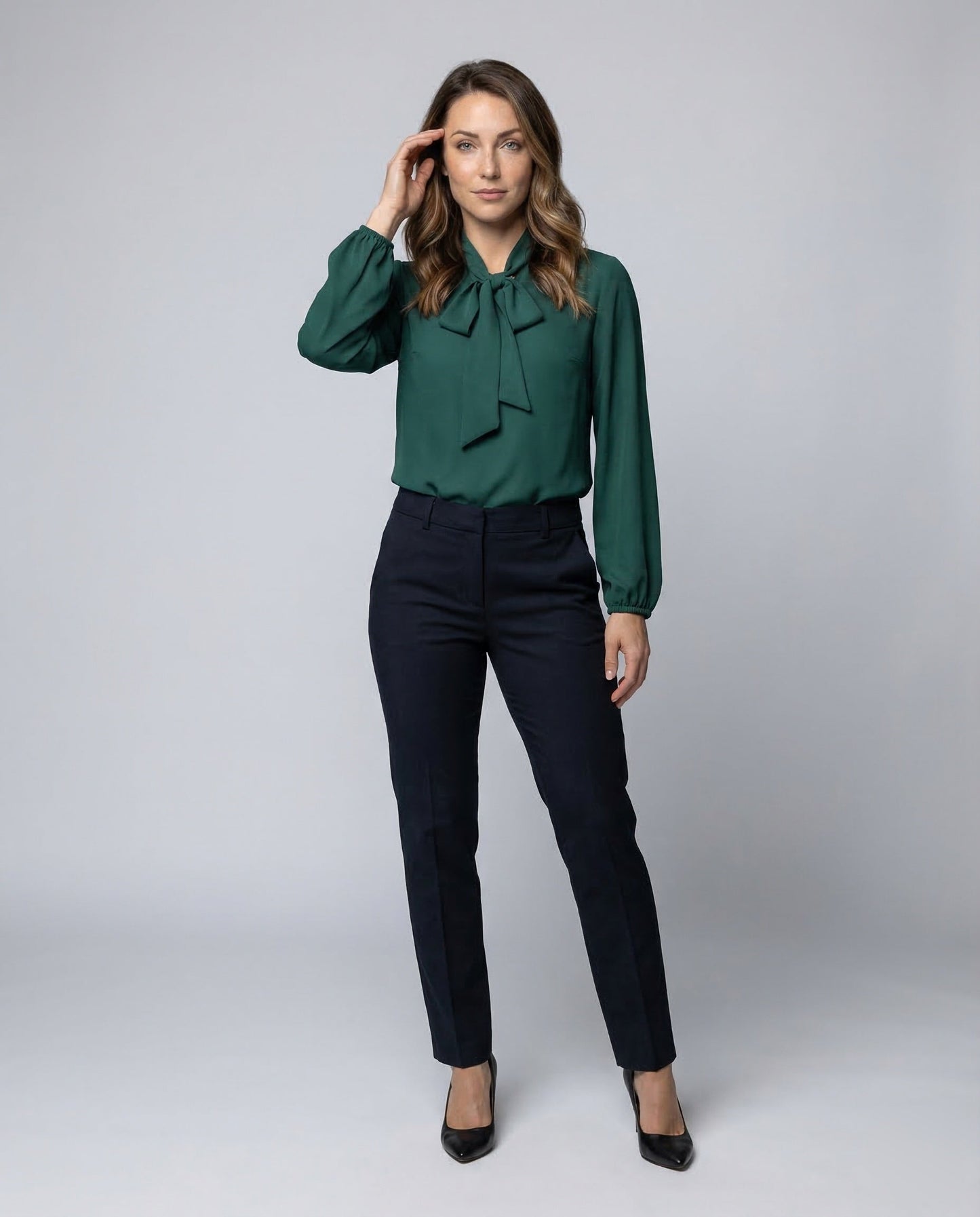 Damen Chiffon Bluse mit Schleifenkragen - Eveloria