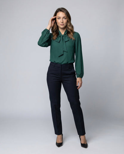 Damen Chiffon Bluse mit Schleifenkragen - Eveloria
