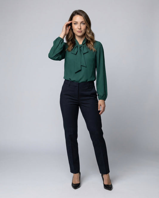 Damen Chiffon Bluse mit Schleifenkragen - Eveloria
