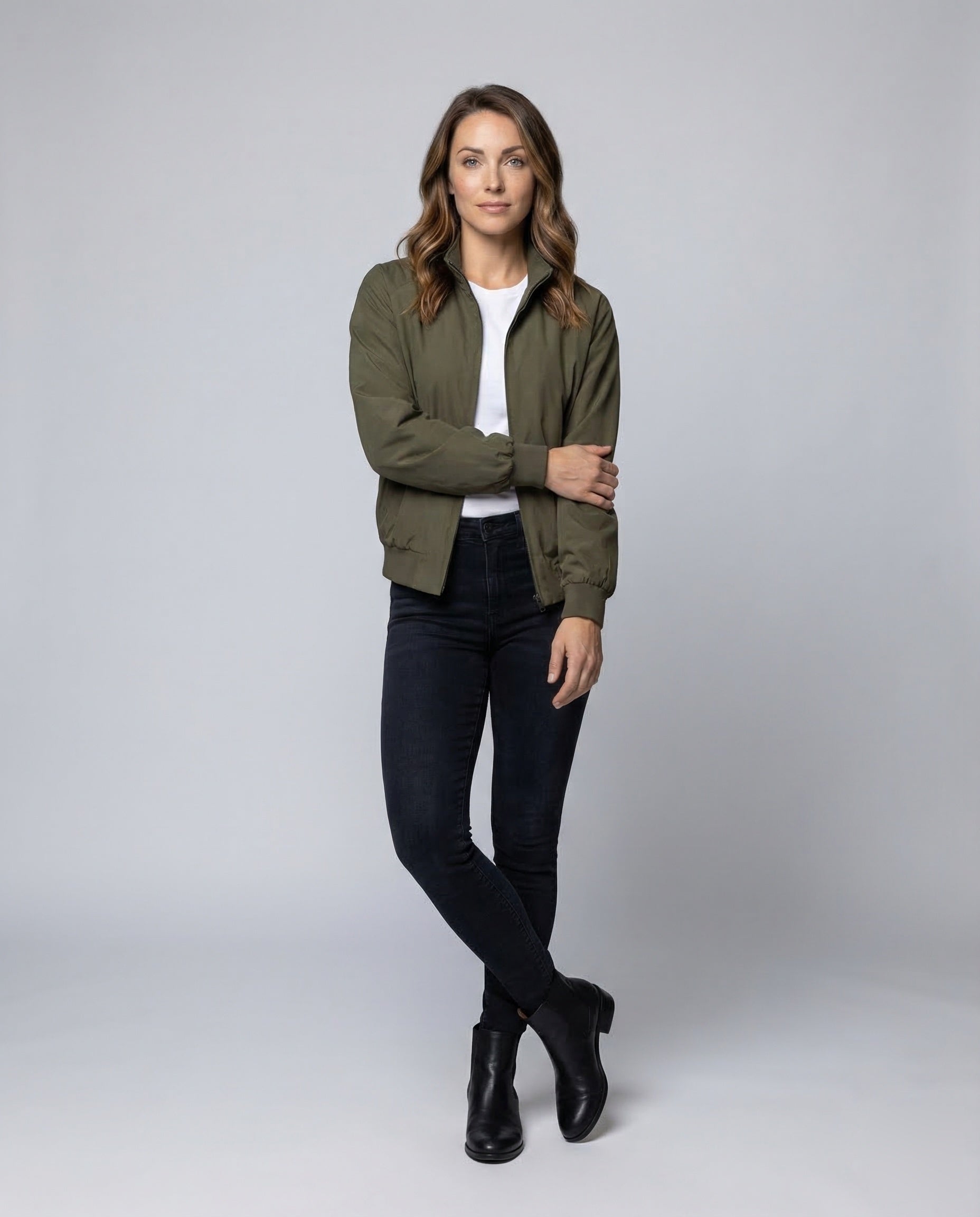 Damen Bomberjacke Kariert Lässig - Eveloria