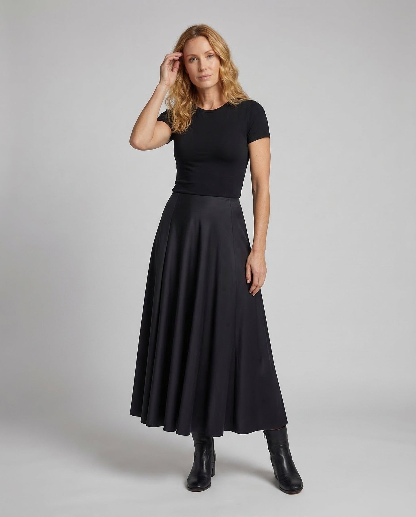 Damen Midirock Satin High Waist - Eveloria