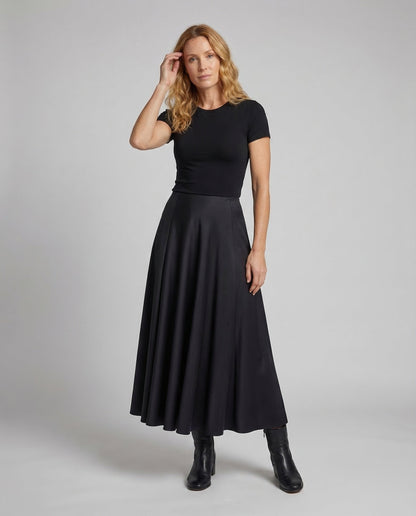 Damen Midirock Satin High Waist - Eveloria
