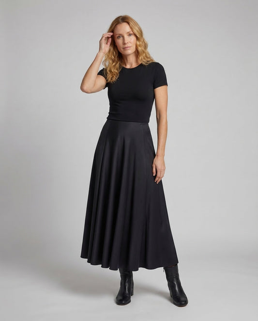 Damen Midirock Satin High Waist - Eveloria