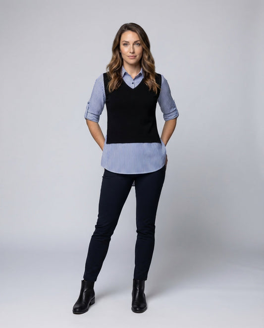 Damen Hemdbluse Layer Look wird zu: Damen Bluse Layer Look - Eveloria