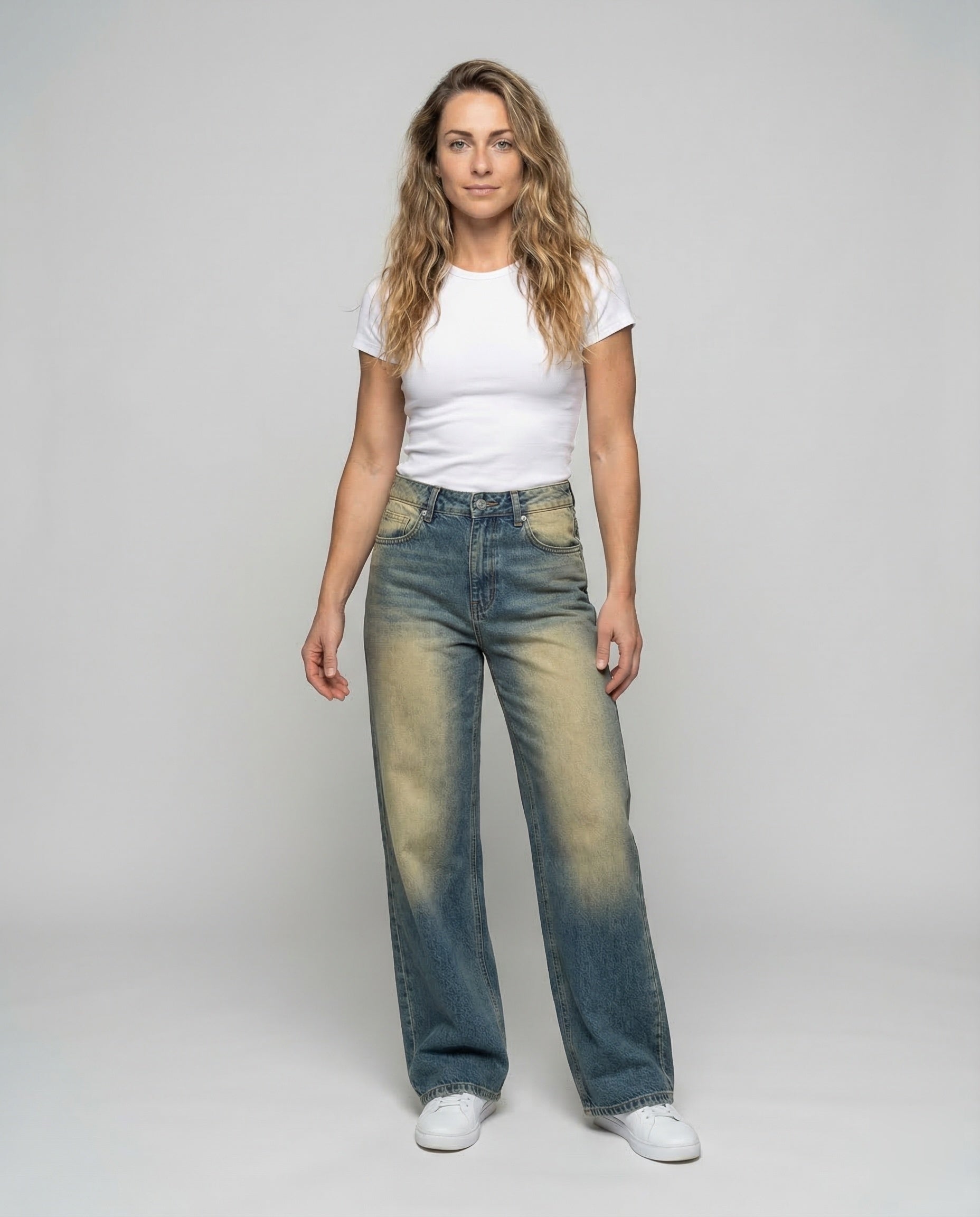 Damen High Waist Schlagjeans Denim - Eveloria
