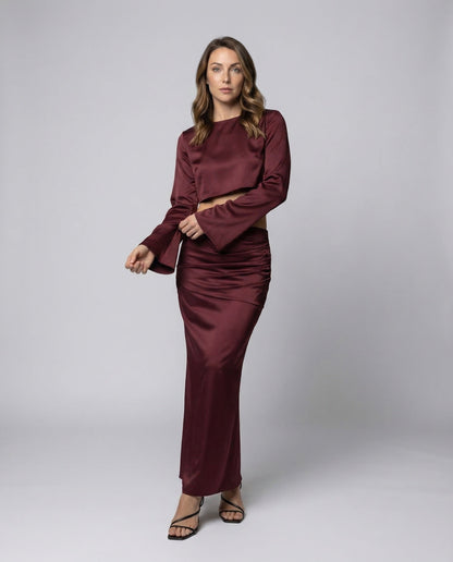 Damen Satin Abendkleid Set - Eveloria