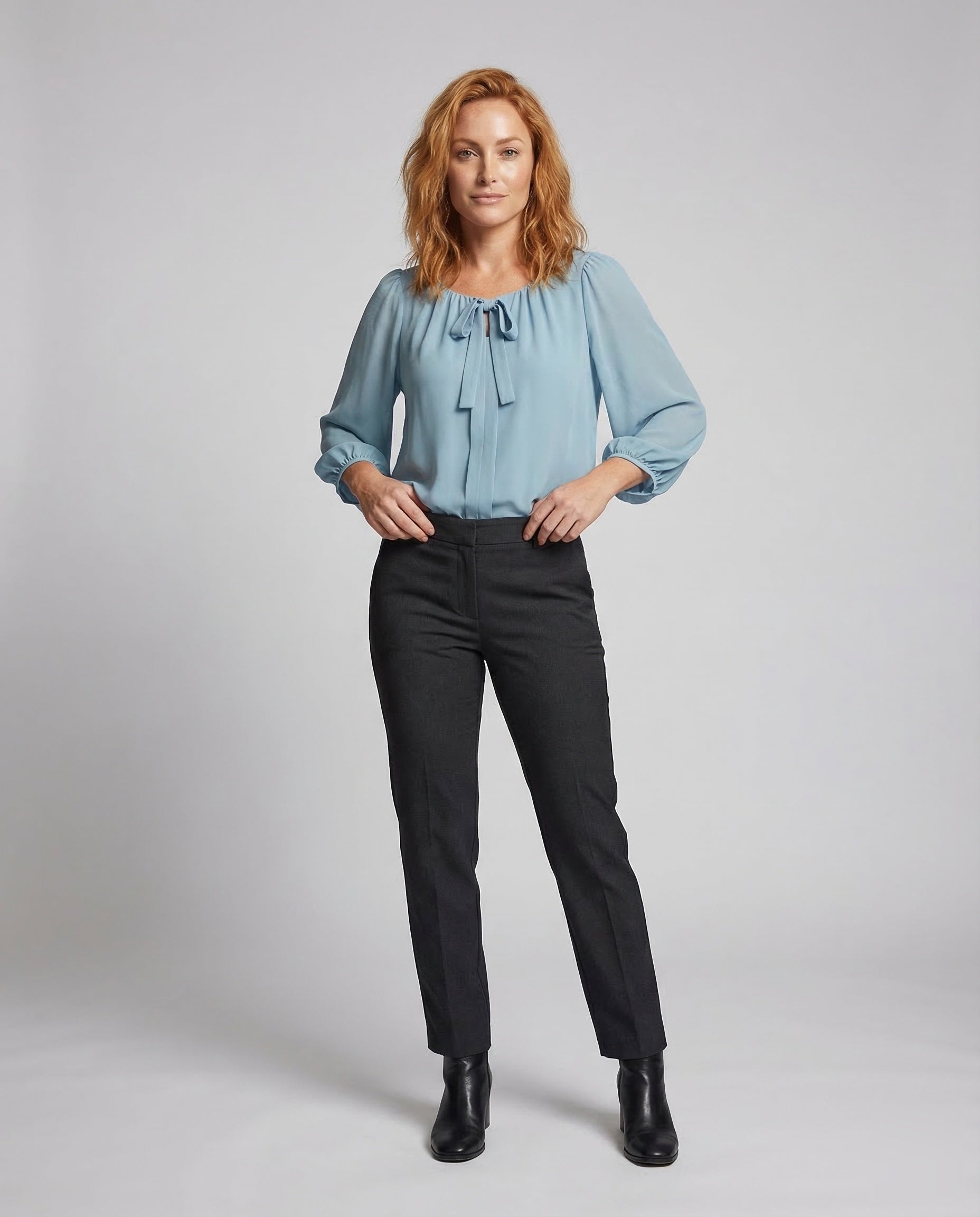 Damen Seidene Bluse Ballonärmel - Eveloria